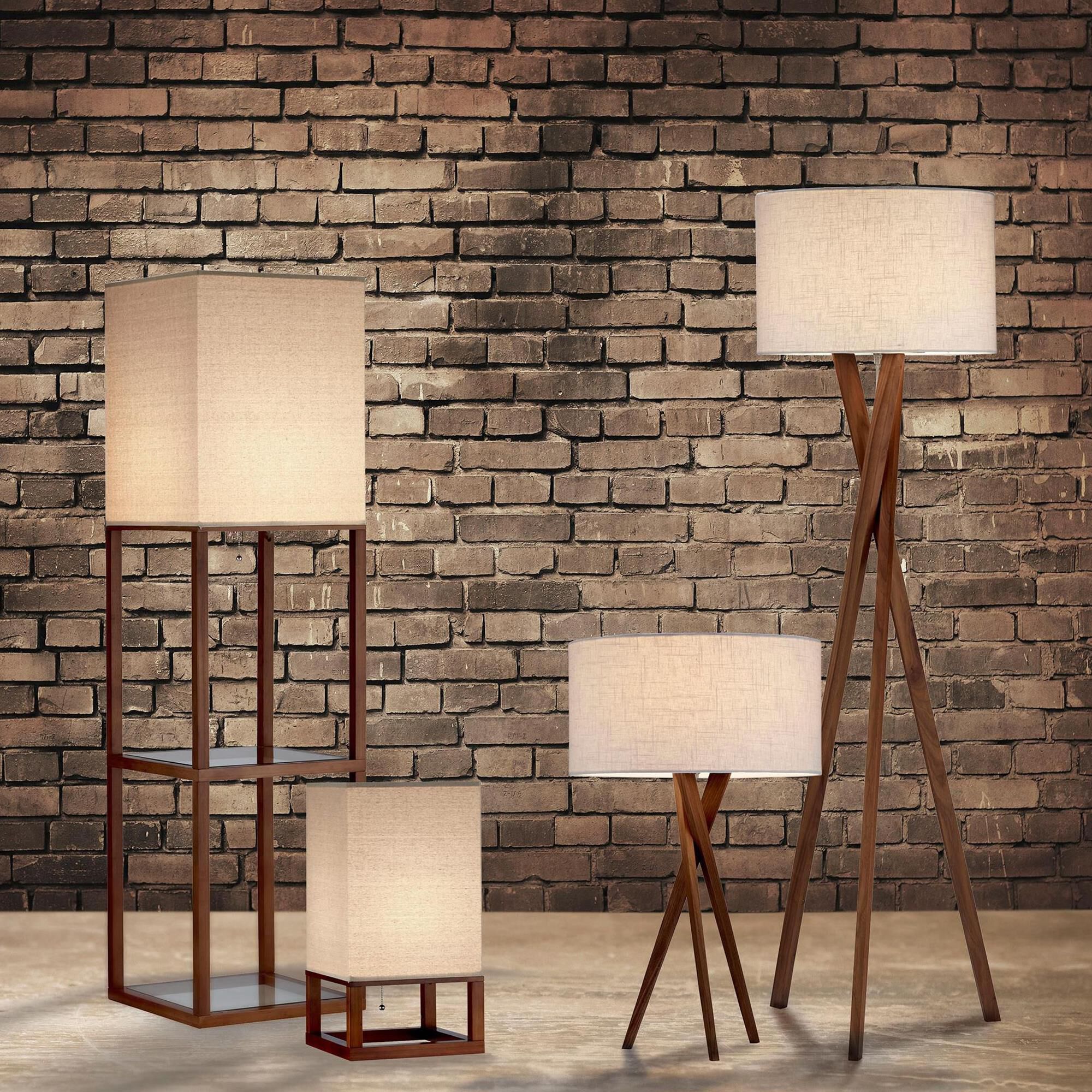 Adesso Brooklyn Floor Lamp in Walnut Nebraska Furniture Mart