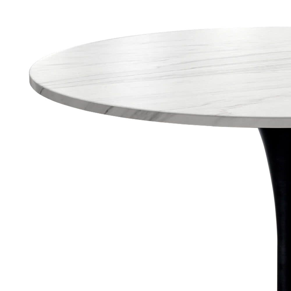 Leisuremod Verve 36&quot; Round Bar Height Dining Table with Sintered Stone Top in Black and White - Table Only, , large