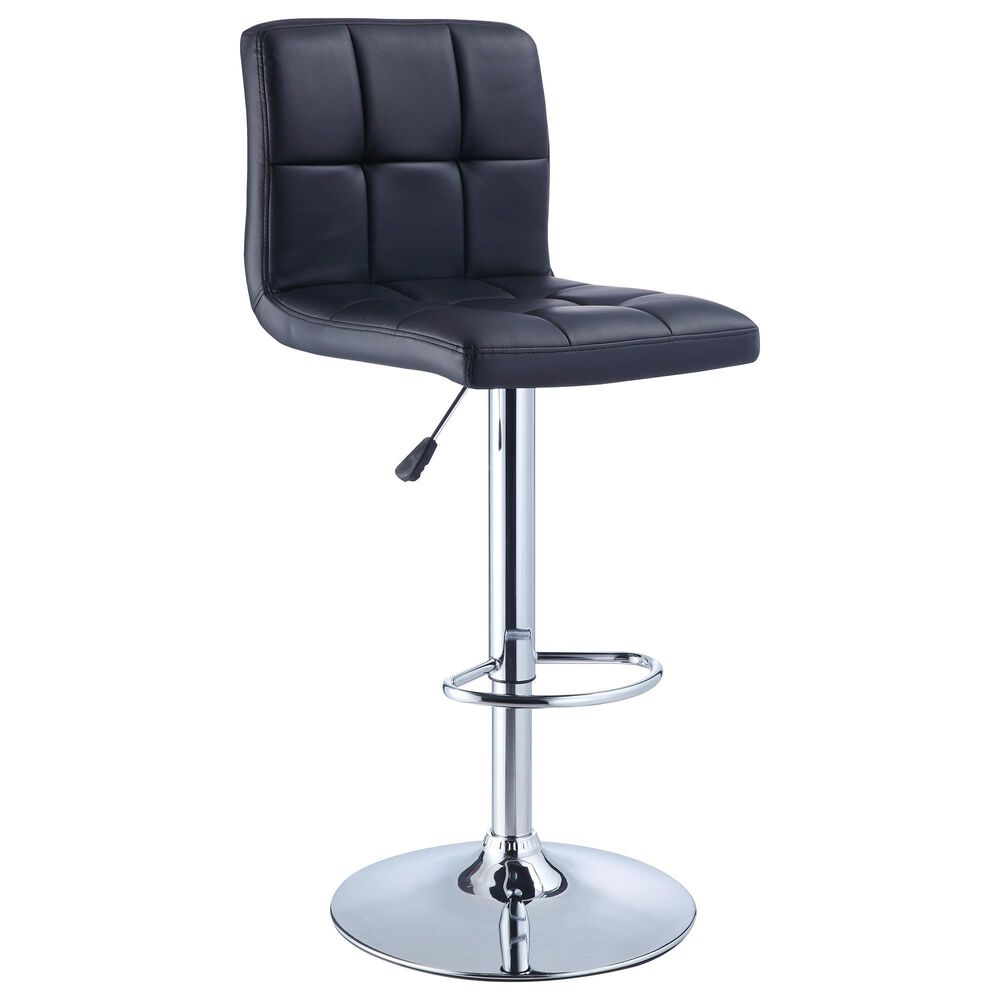 Parkerville Furniture Line Quilted Back Adjustable Swivel Bar Stool in Chrome and Black, , large