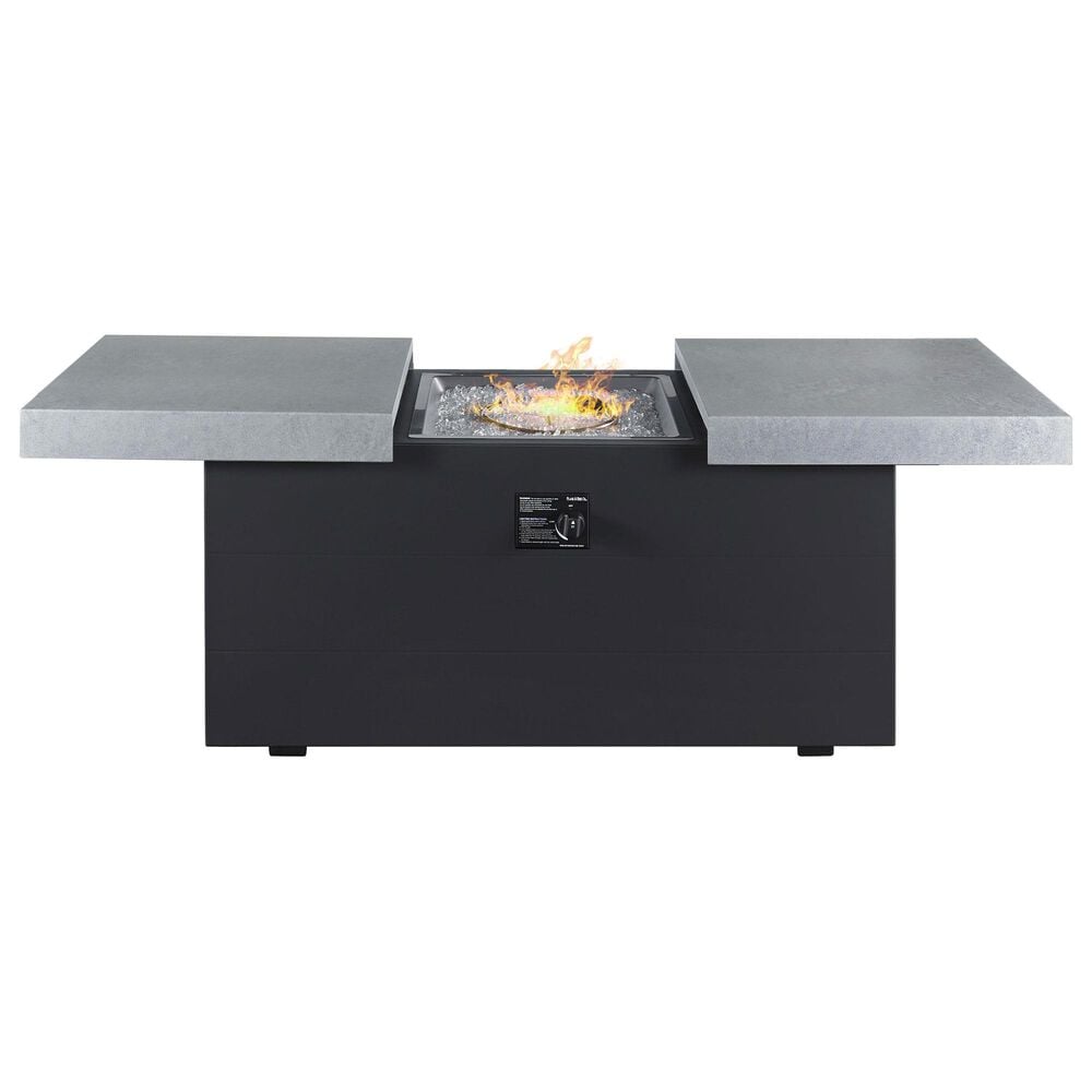 Plank and Hide Rectangular Functional Fire Pit in Black and Concrete, , large