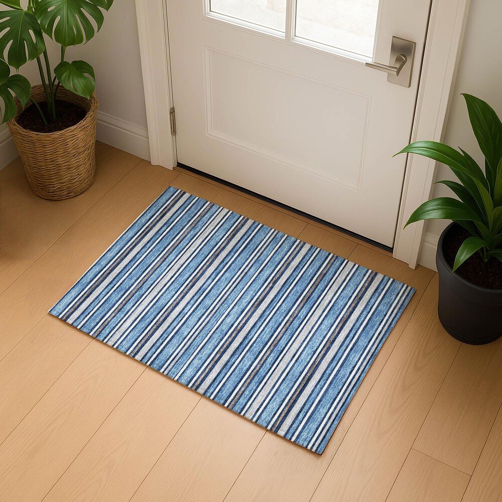 Dalyn Rug Company Soft Essentials Striped Denim 2'6" x 3'10" Indoor/Outdoor Area Rug, , large
