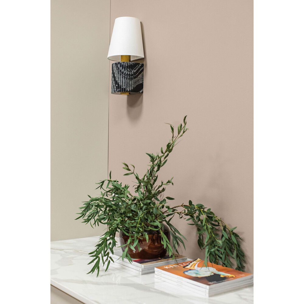Corbett Lighting Aden 1-Light Wall Sconce in Vintage Brass and Black Marble, , large