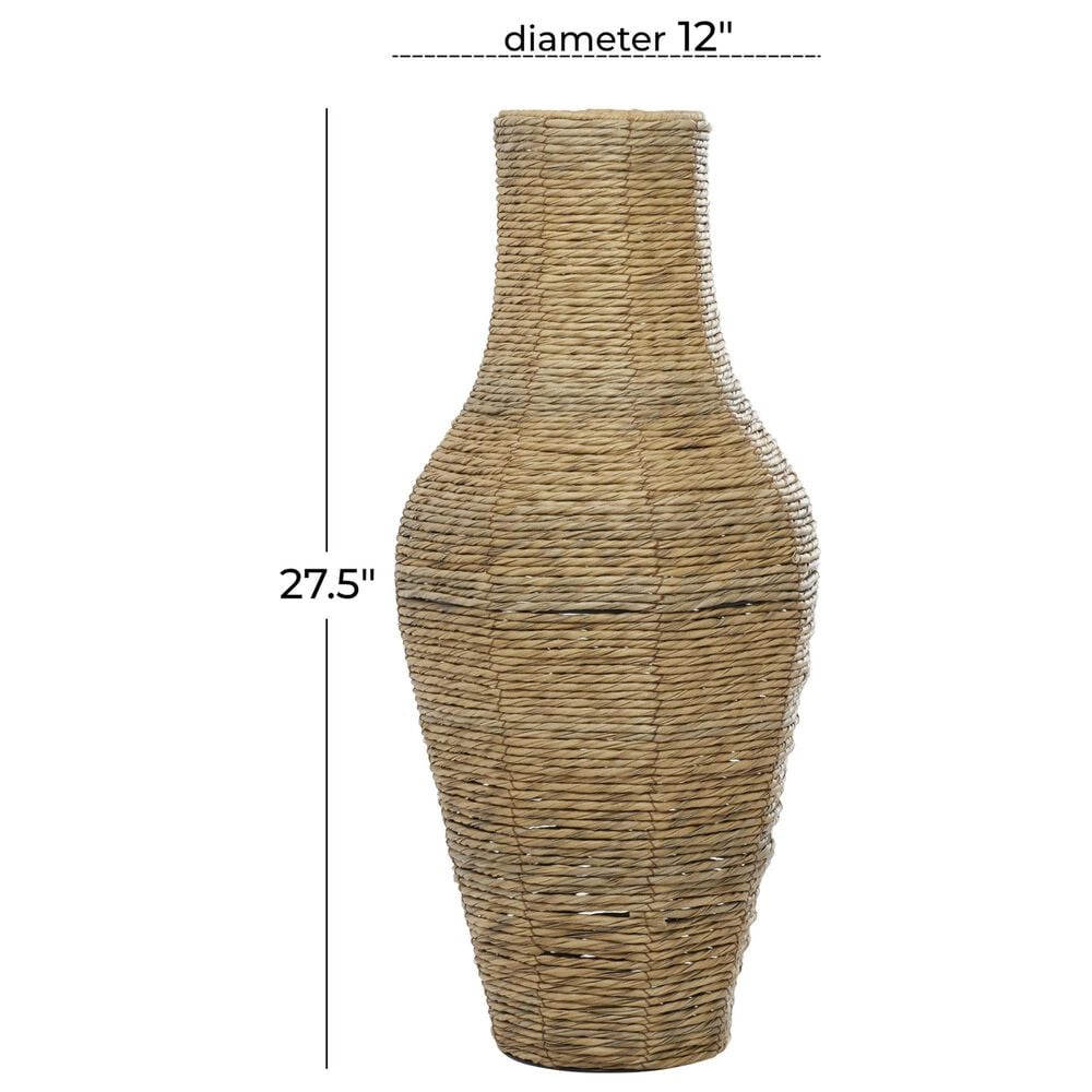 Maple and Jade 28&quot; Faux Seagrass Handmade Floor Decorative Vase in Brown and Black, , large
