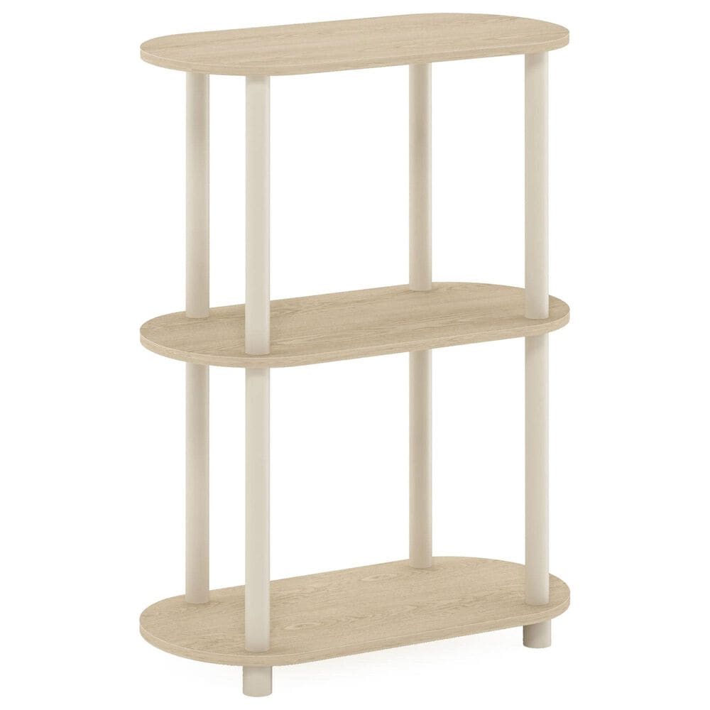 HOMLUX Turn-N-Tube 3-Tier Oval Side Display Rack in Bauhaus Oak and Beige, , large