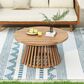 Hearth and Haven Outdoor Round Coffee Table with Slatted Base in Light Teak, , large