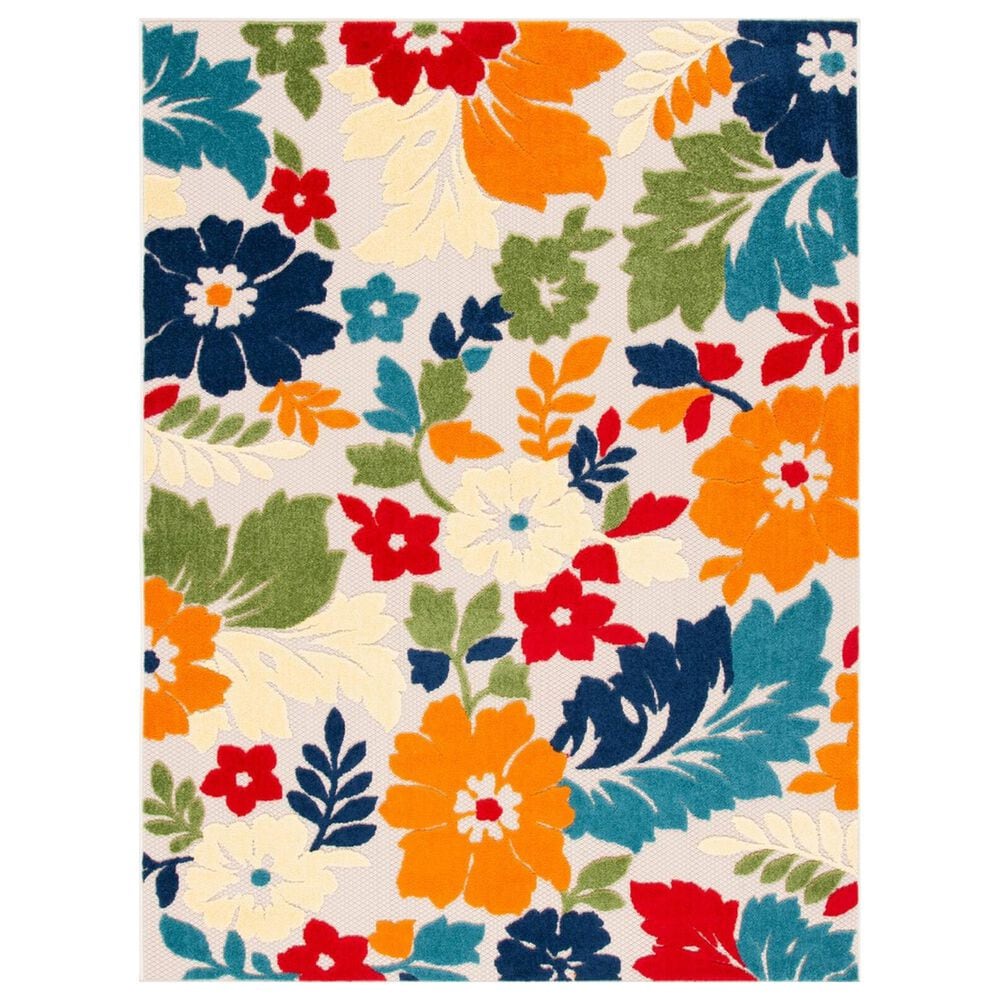 Safavieh Cabana CBN308A 4"5" x 6"5" Ivory and Orange Indoor/Outdoor Area Performance Rug, , large