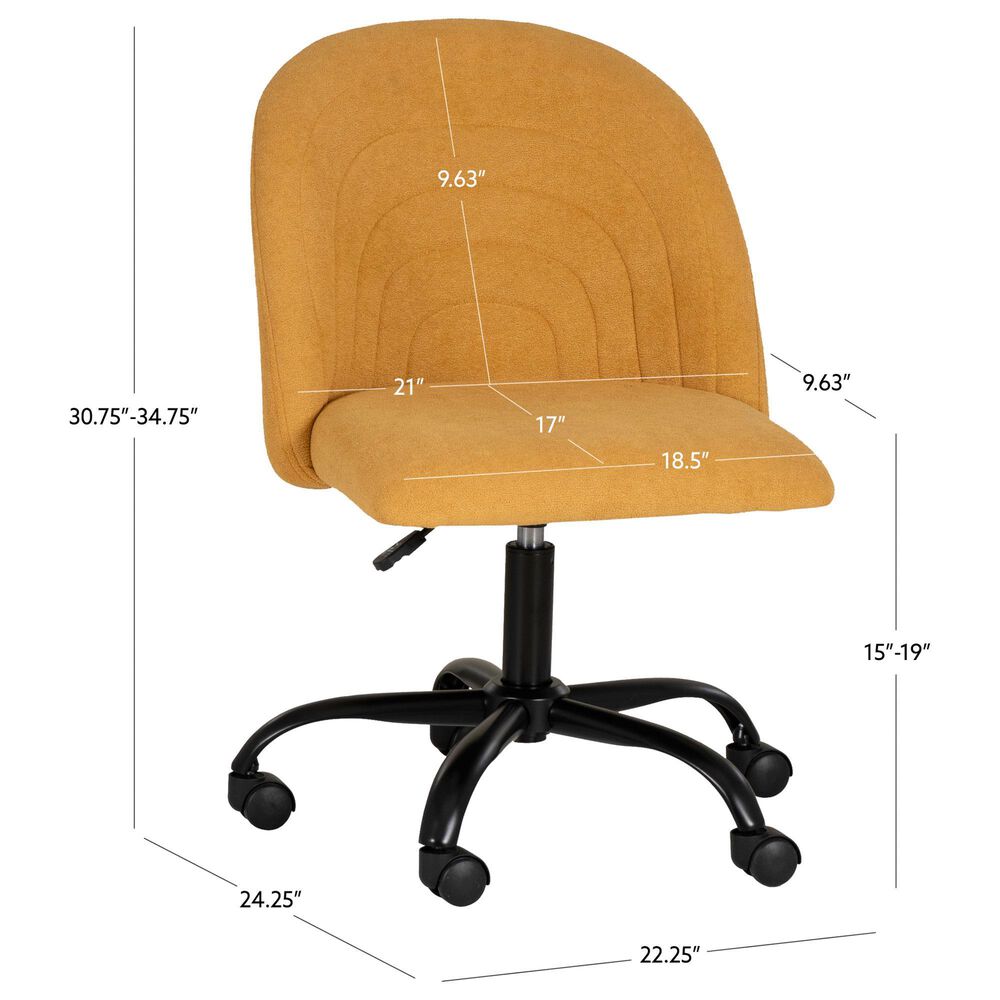 Linon Home Decor Skyla Swivel Office Chair in Yellow, , large