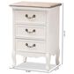 Baxton Studio Capucine 3-Drawer End Table in Natural Whitewashed Oak and White, , large