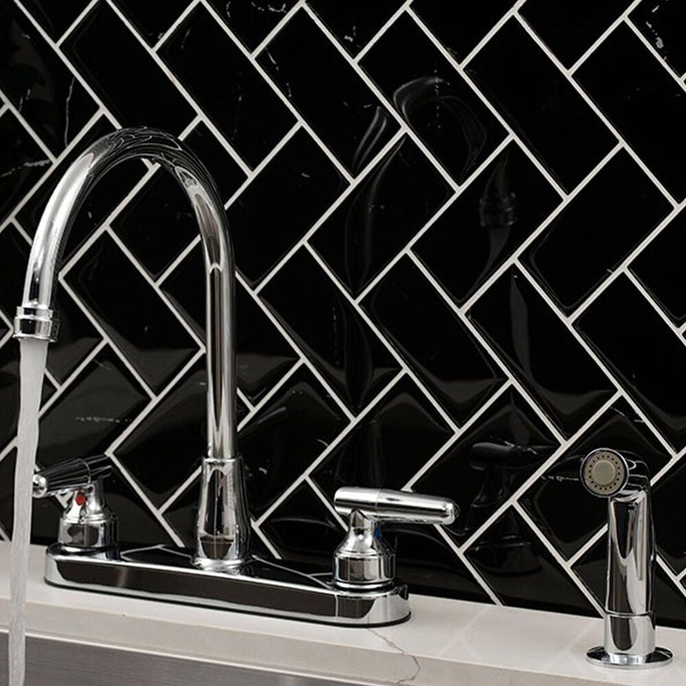 MS International 2-Handle Kitchen Faucet with Side Sprayer in Chrome, , large