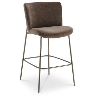 Moe"s Home Collection Early Barstool with Dark Brown Upholstery in Blackened Bronze, , large