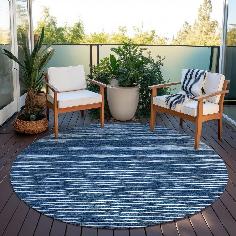 Dalyn Rug Company Laidley 10&#39; Round Navy Indoor/Outdoor Area Rug, , large
