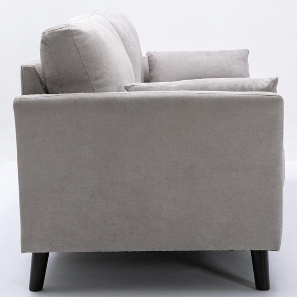 HOMLUX 77"W Woven Fabric Sofa with Pocket Coil Seating, Solid Wood Legs in Light Grey, , large