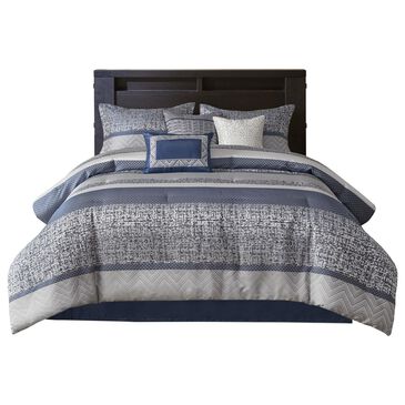 Hampton Park Rhapsody 7-Piece Cal King Comforter Set in Navy, , large