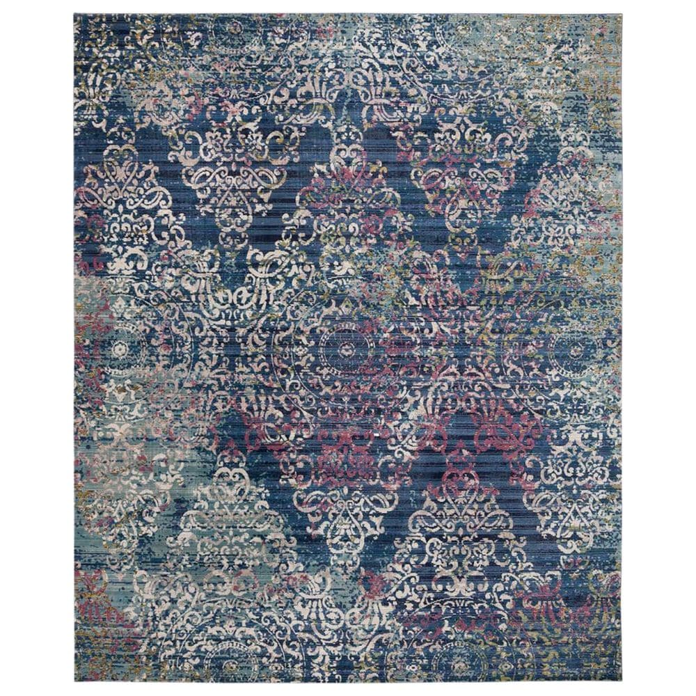 Safavieh Aria Damask 9" x 12" Blue and Multicolor Area Rug, , large