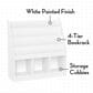 RiverRidge Home 3-Cubby Kid Book Rack with 2-Coral Bin in White, , large
