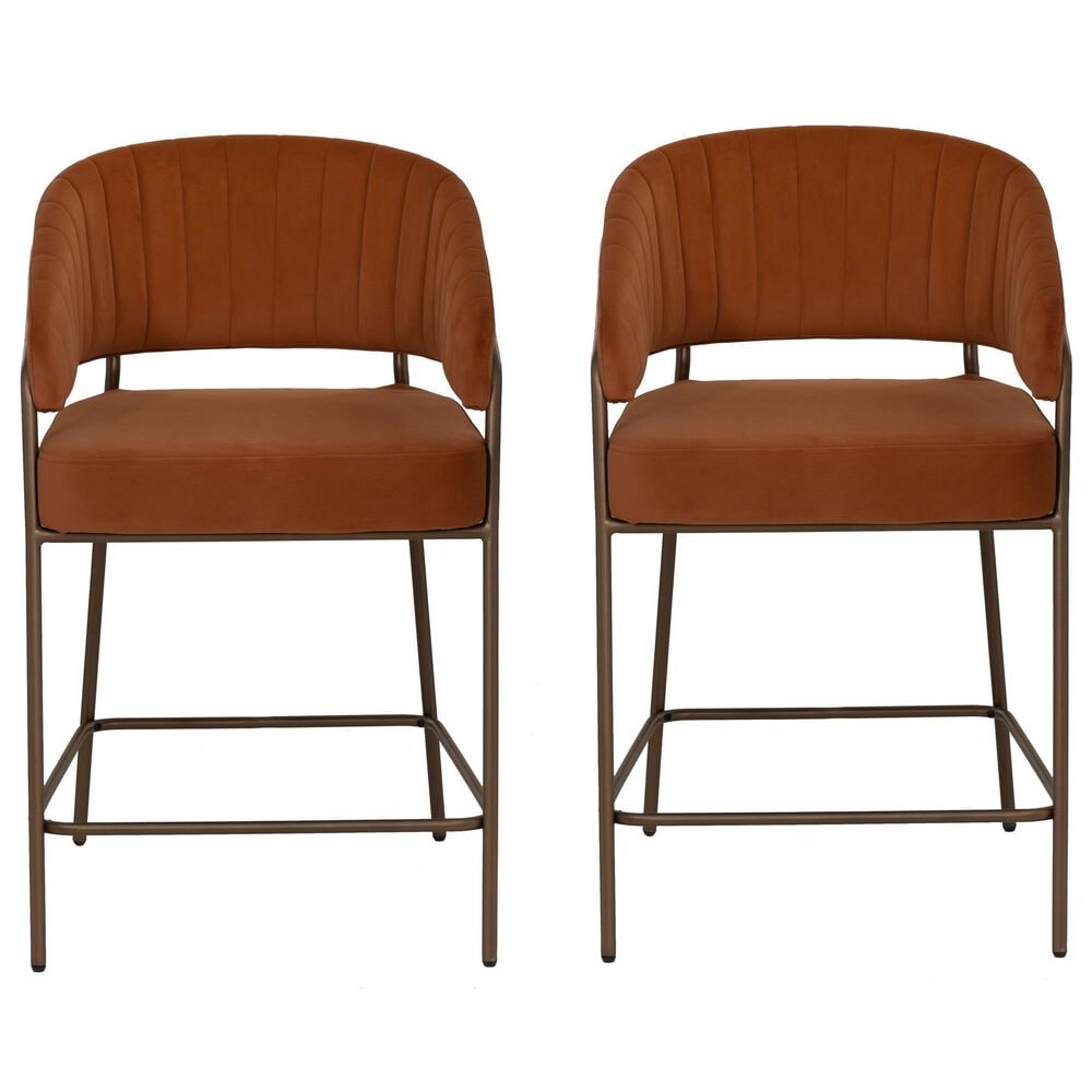 Linon Home Decor Prestwick Counter Stool with Caramel Cushion in Antique Bronze (Set of 2), , large