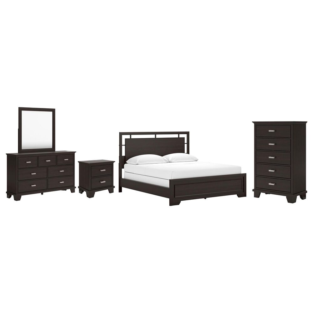 Ashley Covetown 5-Piece Cal King Bedroom Set in Dark Brown, , large