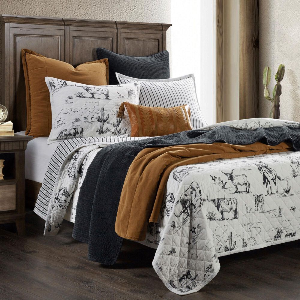 HiEnd Accents Ranch Life 3-Piece Full/Queen Reversible Quilt Set in White and Black, , large