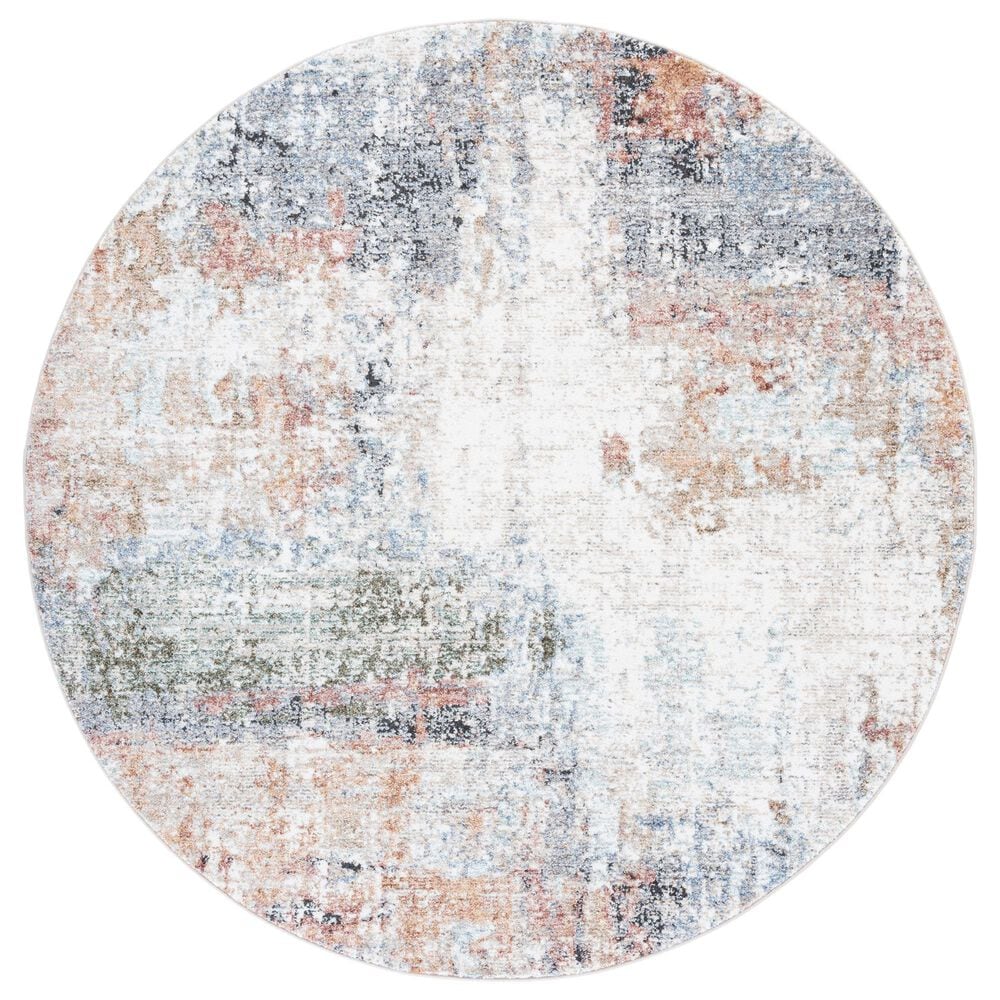 Safavieh Jasmine JSM334A 5"3" Round Ivory and Blue Area Rug, , large