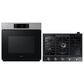 Samsung 2pc Bespoke 30" Single Electric Wall Oven with Convection in Stainless Steel & 30" Gas Cooktop in Black Stainless Steel , , large