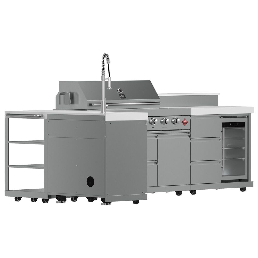 Forno Bulnes 4-Piece Outdoor Kitchen Grill Set with Beverage Center in Stainless Steel and White, , large