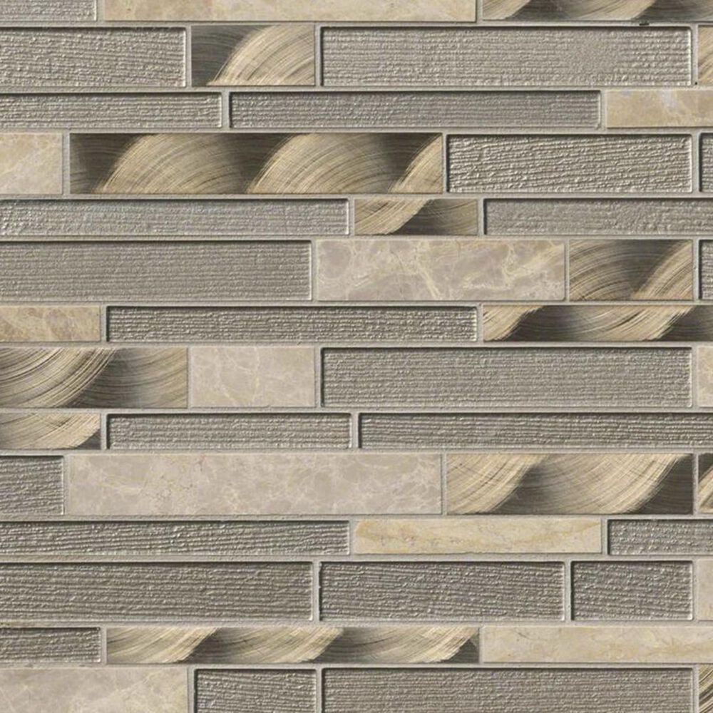 MS International Champagne Brown 12&quot; x 12&quot; Glass and Stone Mosaic Sheet, , large