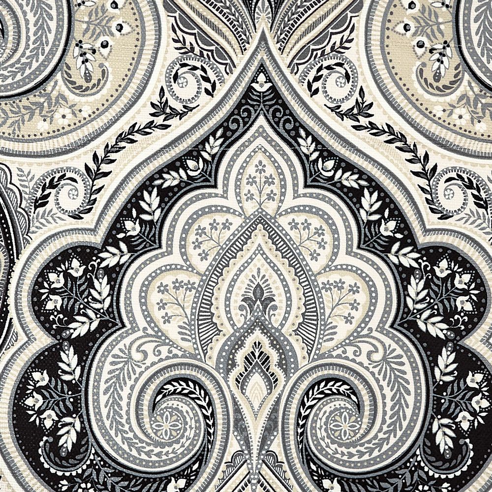 J. Queen New York Messina 40&quot; x 21&quot; Window Ascot Valance in Black, Grey and Silver, , large