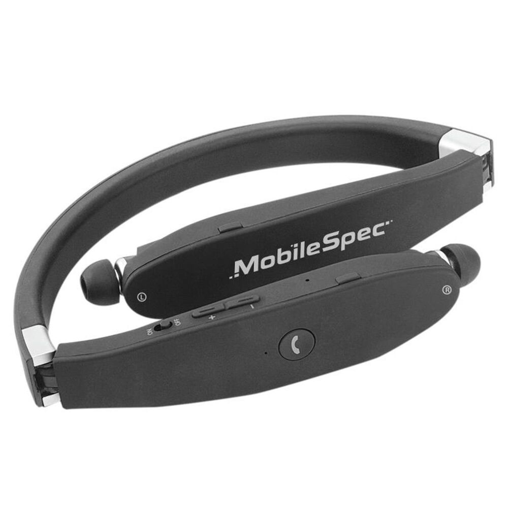 MobileSpec Premium Stereo Bluetooth Wireless Neck Headphones in Black, , large