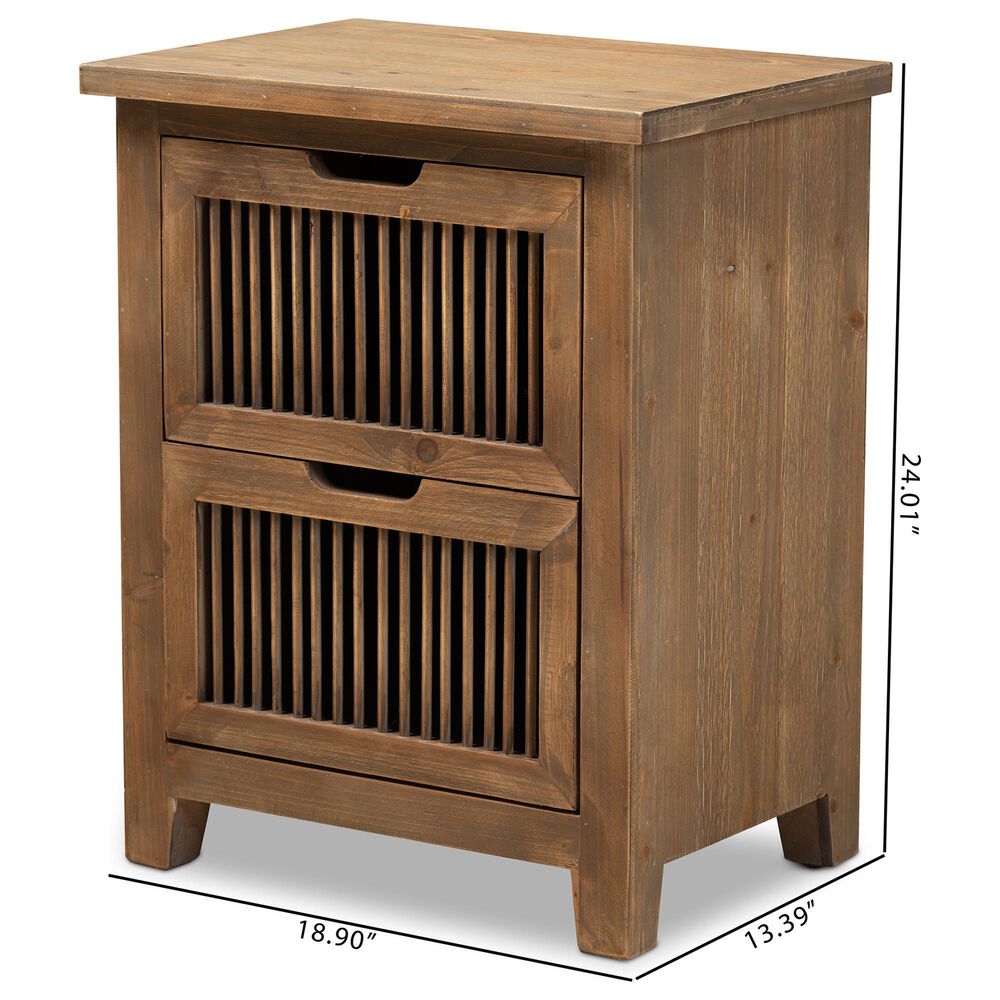 Baxton Studio Clement 2-Drawer End Table in Medium Oak, , large