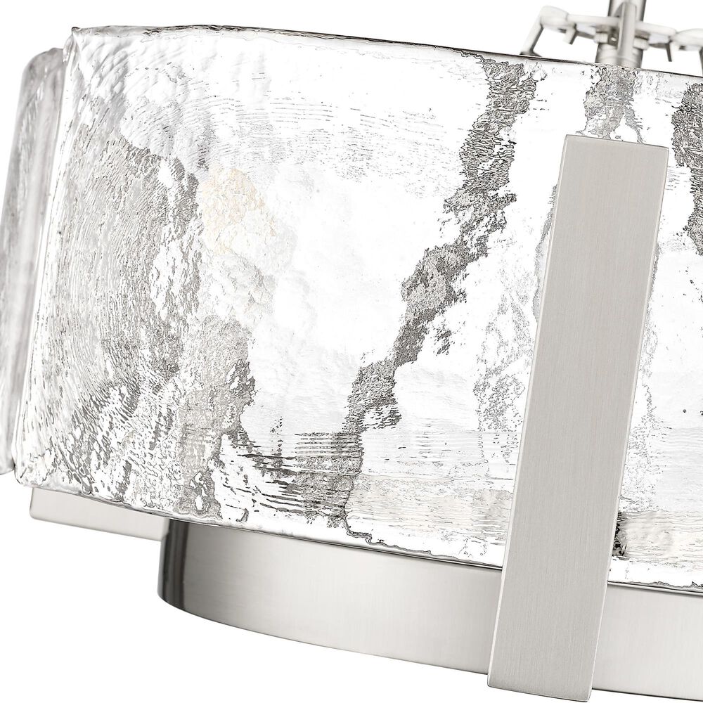 Golden Lighting Aenon 3-Light Wide Chandelier with Hammered Water Glass Shade in Pewter, , large