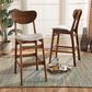 Baxton Studio Katya Bar Stool with Grey Cushion in Walnut Brown (Set of 2), , large