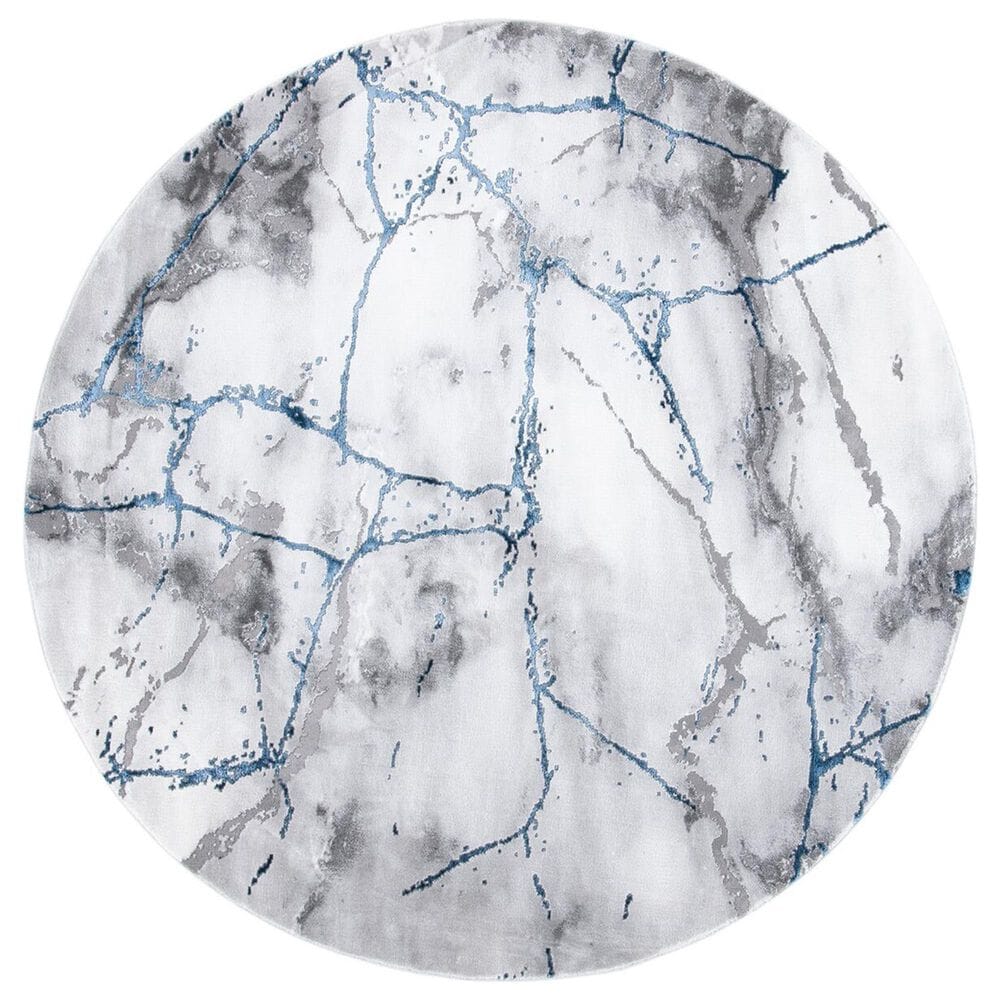 Safavieh Craft 10" Round Ivory Grey and Blue Area Rug, , large