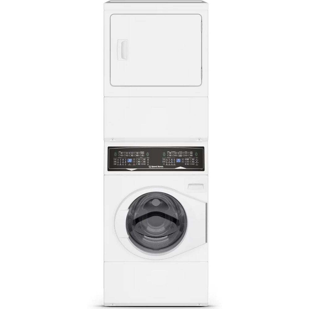 Speed Queen 3.5 Cu. Ft. Washer and 7.0 Cu. Ft. Electric Dryer Stack Laundry in White, , large