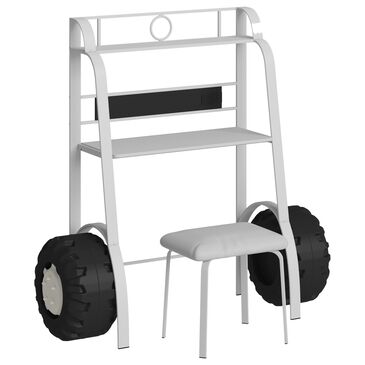Furniture of America Sheely 2-Piece USB Enabled Youth Desk with Stool in White, , large