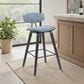 Armen Living Fox Bar Height Stool with Speckled Blue Upholstery in Black Brushed, , large