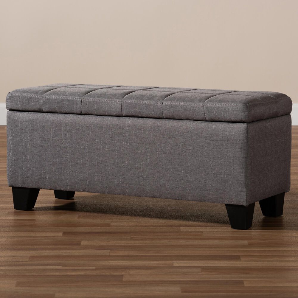 Baxton Studio Fera Storage Ottoman in Gray, , large
