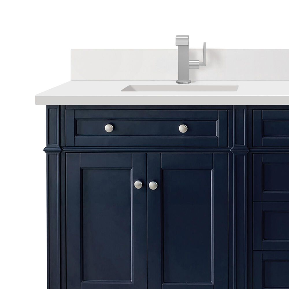 James Martin Vanities Brittany 72&quot; Double Bathroom Vanity in Victory Blue with 3 cm White Zeus Quartz Top and Rectangular Sinks, , large