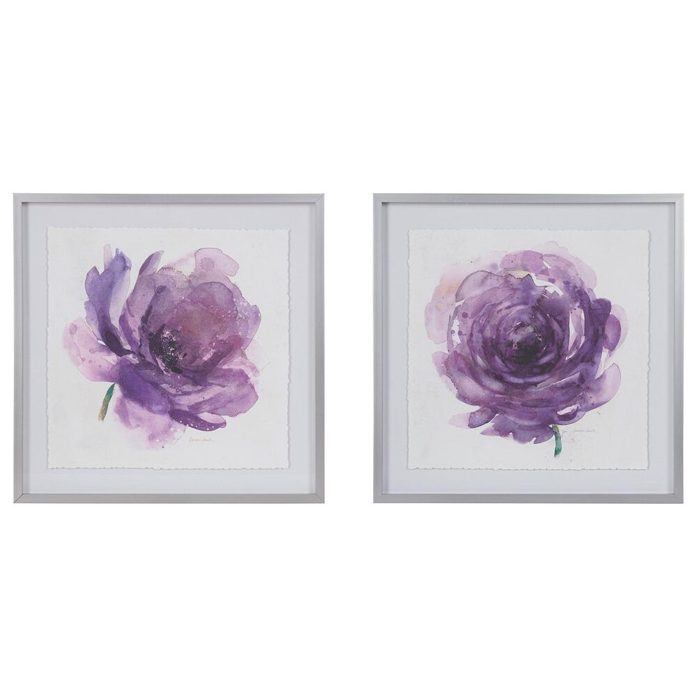 Hampton Park Purple Ladies Rose 2-Piece Framed Wall Art Set in Purple, , large