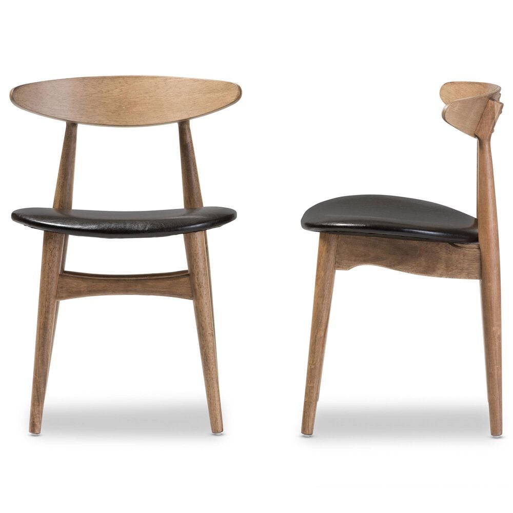 Baxton Studio Edna Side Chair in Light Brown (Set of 2), , large