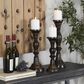 Maple and Jade Decorative Candle Holder in Black and Varnished Brown (Set of 3), , large