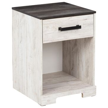 Ashley Shawburn 1-Drawer Nightstand in Whitewash and Charcoal Gray, , large