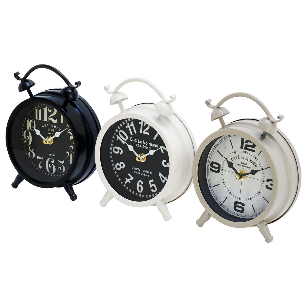 Maple and Jade 6" x 8" Table Clock in Cream, White and Black (Set of 3), , large