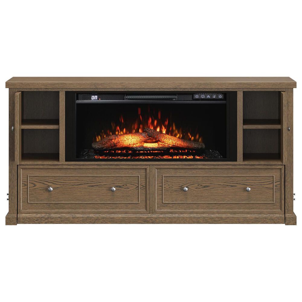Richlands Furniture Soren Fireplace Dream Console with Queen Convertible Bed in Light Oak, , large