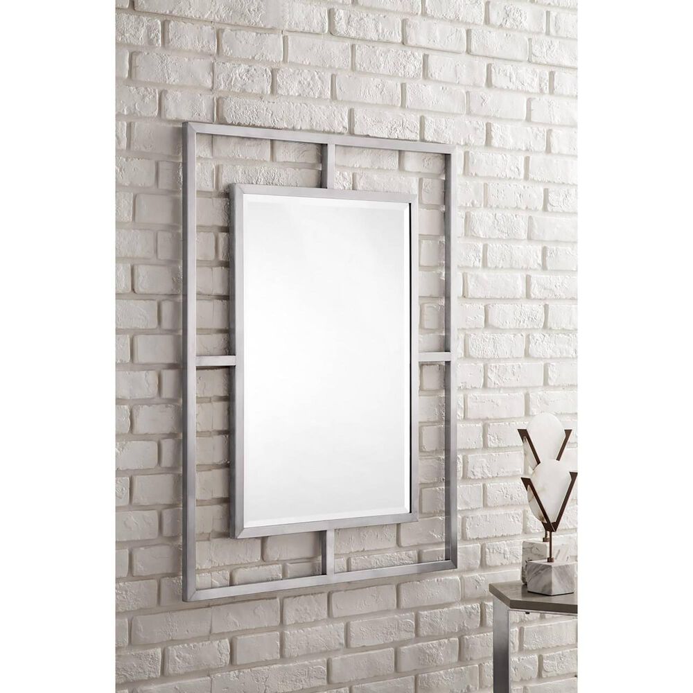 James Martin Boston 30" Rectangular Mirror in Brushed Nickel Nebraska