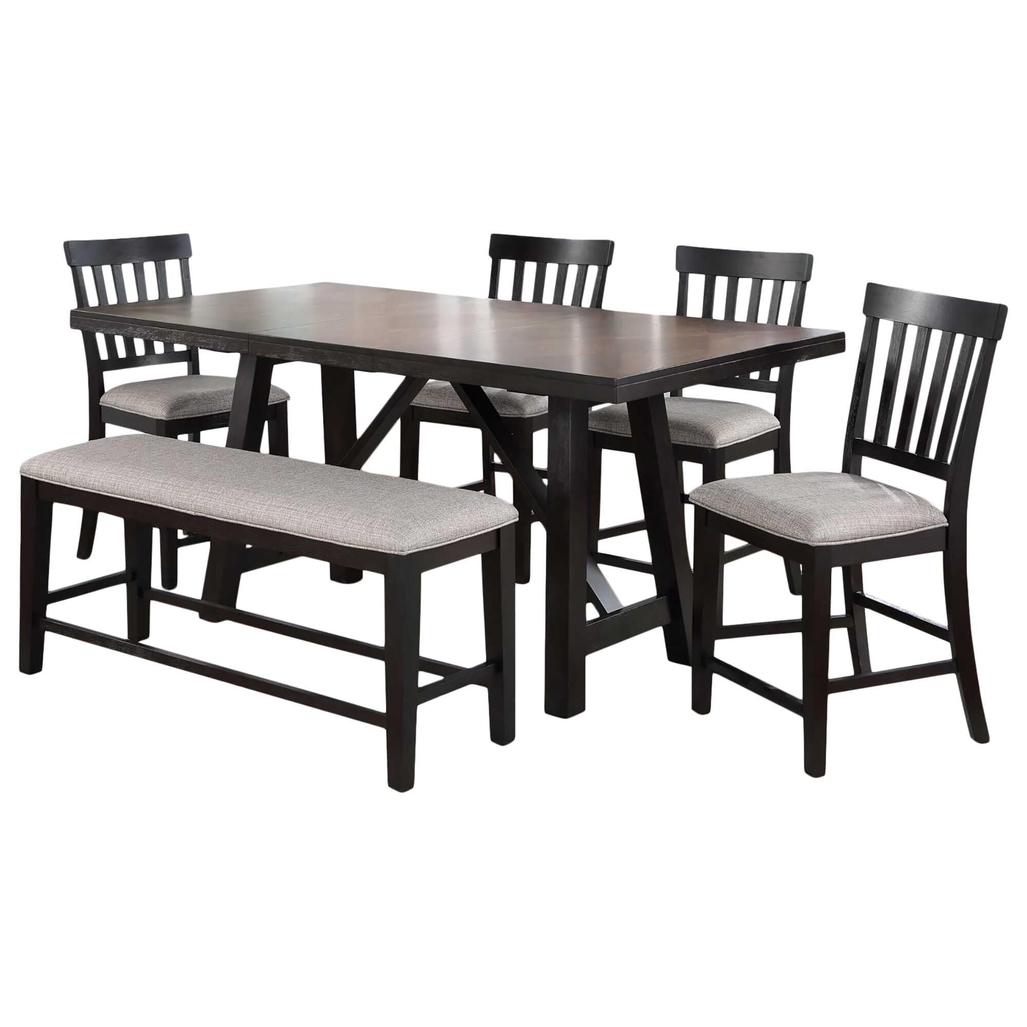 Steve Silver Halle 6 Piece Counter Height Dining Set in Ebony and