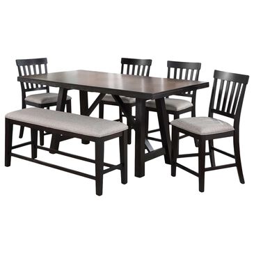 Steve Silver Halle 6-Piece Counter Height Dining Set in Ebony and Honey, , large