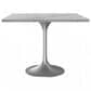 Leisuremod LeisureMod Verve Collection 36 Square Dining Table, Brushed Base with Laminated White Marbleized Top, , large