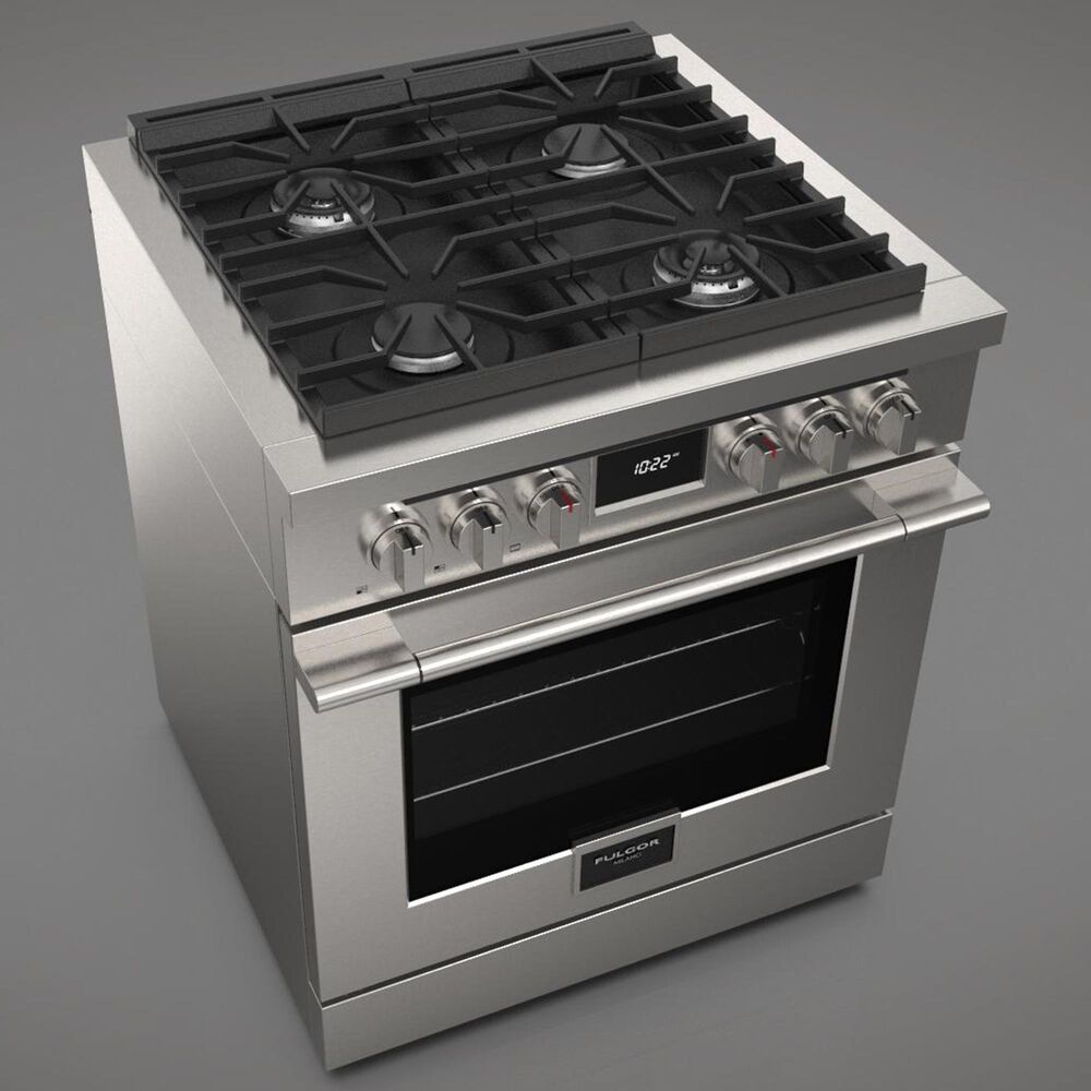 Fulgor Milano Accento 4.4 Cu. Ft. 30&quot; Professional Dual Fuel Range in Stainless Steel, , large