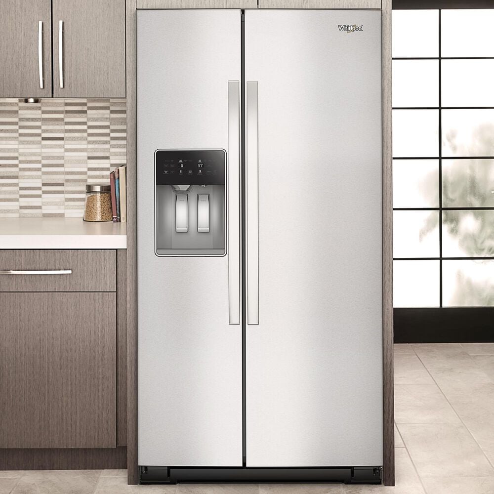 Whirlpool 20.85 Cu. Ft. Counter Depth Freestanding Side by Side Refrigerator in Fingerprint Resistant Stainless Steel, , large