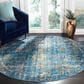 Safavieh Aria Oriental 6"6" Round Blue and Multicolor Area Rug, , large